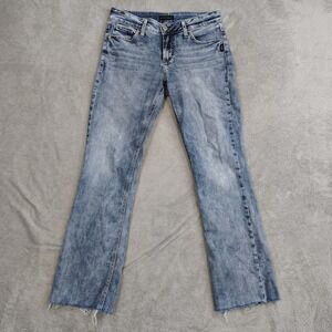 Silver‎ Jeans Womens 30x29 Elyse Slim Boot Low Rise Stone Wash Blue Whiskering